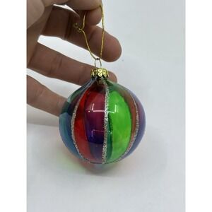 2001 AVON Christmas Ornament Colored Glass w/Gold Glitter Holiday Treasures